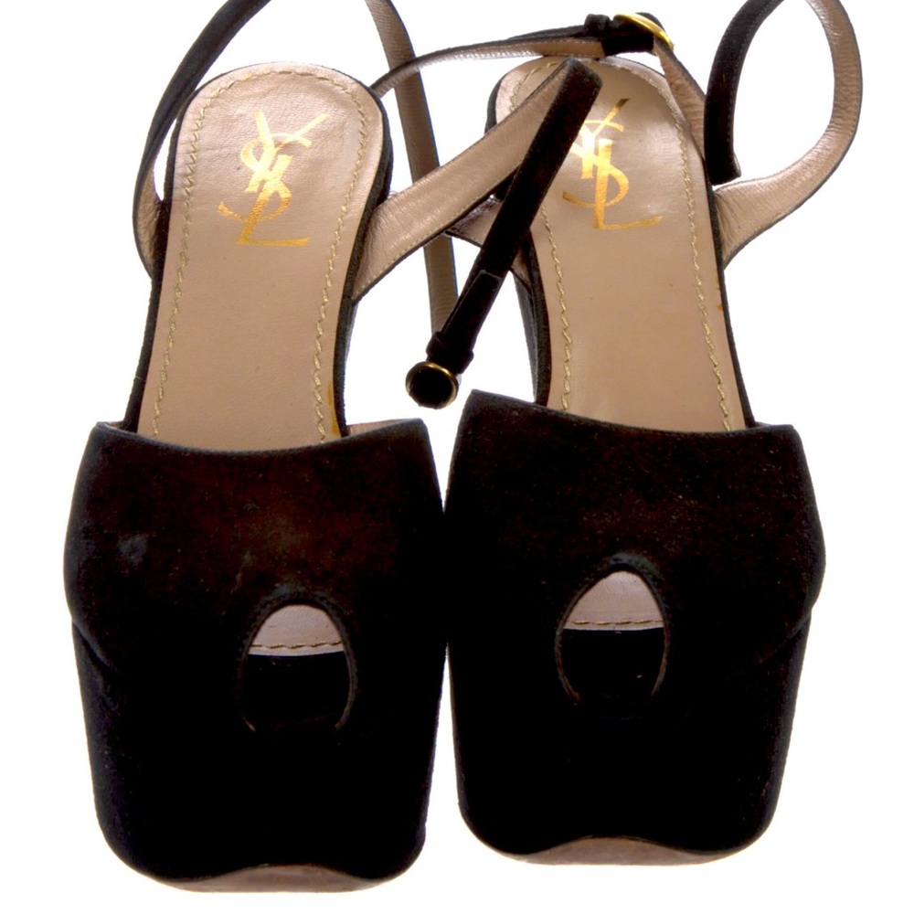 YSL black wedges size 6